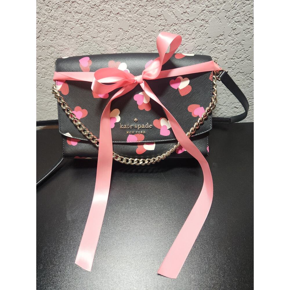 Kate Spade Carson Flutter Hearts Printed Convertible Crossbody Bag K6105 - Picture 8 of 8